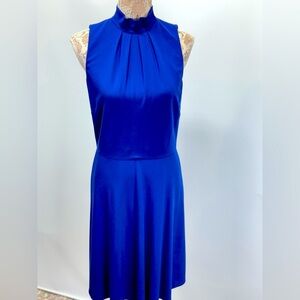 ANTONIO MELANI Royal blue high neck sleeveless fit n flare midi dress size 8